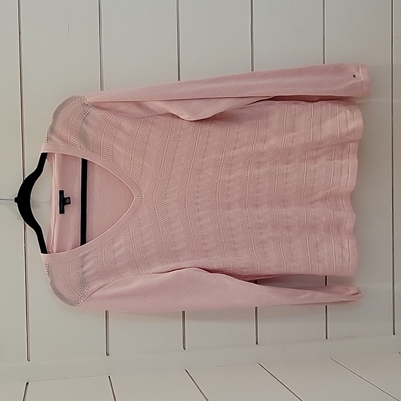 TOMMY HILFIGER XL pink cotton v neck sweater - Picture 1 of 4